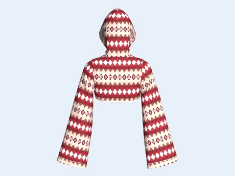 Girls Argyle Printed Shrug Hoodie 3D Model