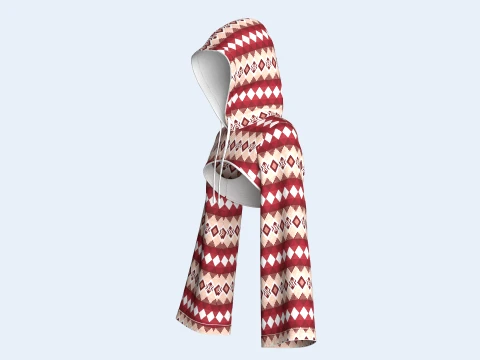 Girls Argyle Printed Shrug Hoodie 3D Model