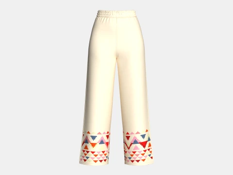 Pantalones anchos estampados de doble capa para ni&ntilde;as Modelo 3D