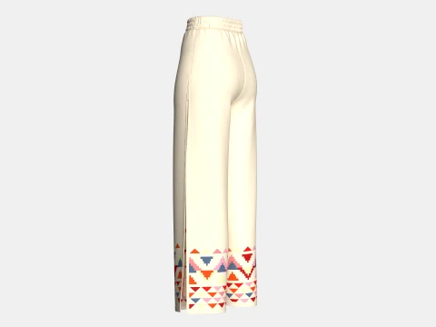 Girls Double Layer Printed Wide-Leg Pants 3D Model