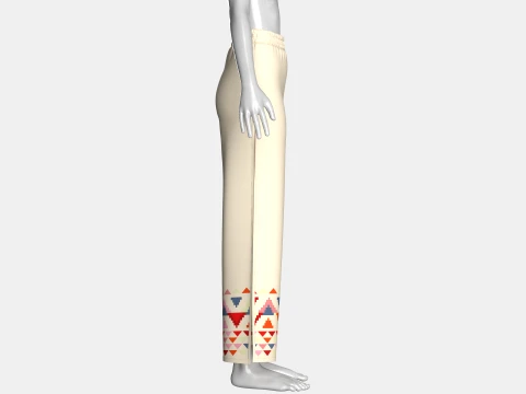 Girls Double Layer Printed Wide-Leg Pants 3D Model