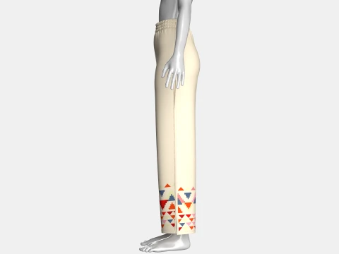 Girls Double Layer Printed Wide-Leg Pants 3D Model