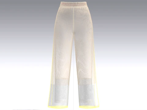 Girls Double Layer Printed Wide-Leg Pants 3D Model