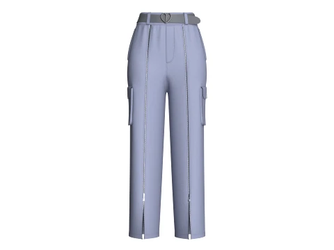 Pantalones cargo con cremallera y paneles Font para ni&ntilde;as Modelo 3D