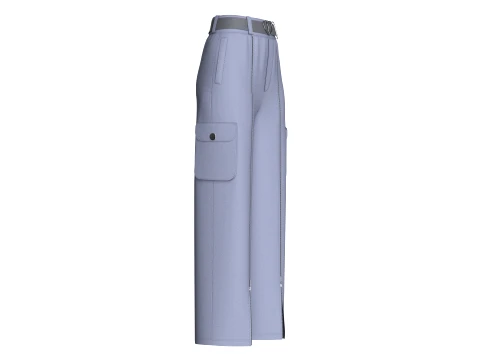 Girls Font Panelled Zip-Up Cargo Pants 3D Model
