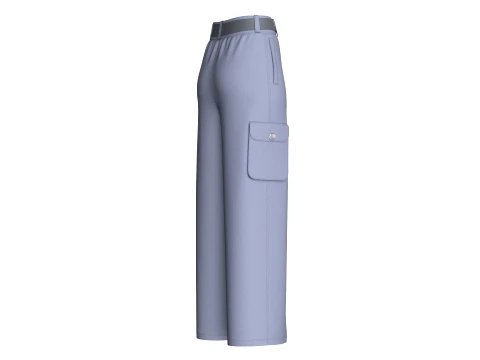 Girls Font Panelled Zip-Up Cargo Pants 3D Model