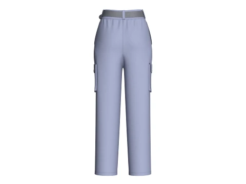 Girls Font Panelled Zip-Up Cargo Pants 3D Model