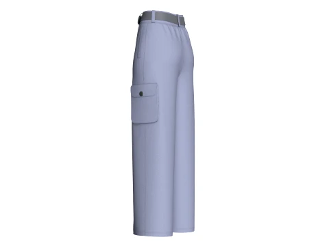 Girls Font Panelled Zip-Up Cargo Pants 3D Model