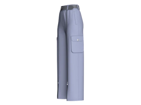 Girls Font Panelled Zip-Up Cargo Pants 3D Model