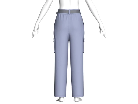 Girls Font Panelled Zip-Up Cargo Pants 3D Model