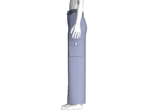 Girls Font Panelled Zip-Up Cargo Pants 3D Model