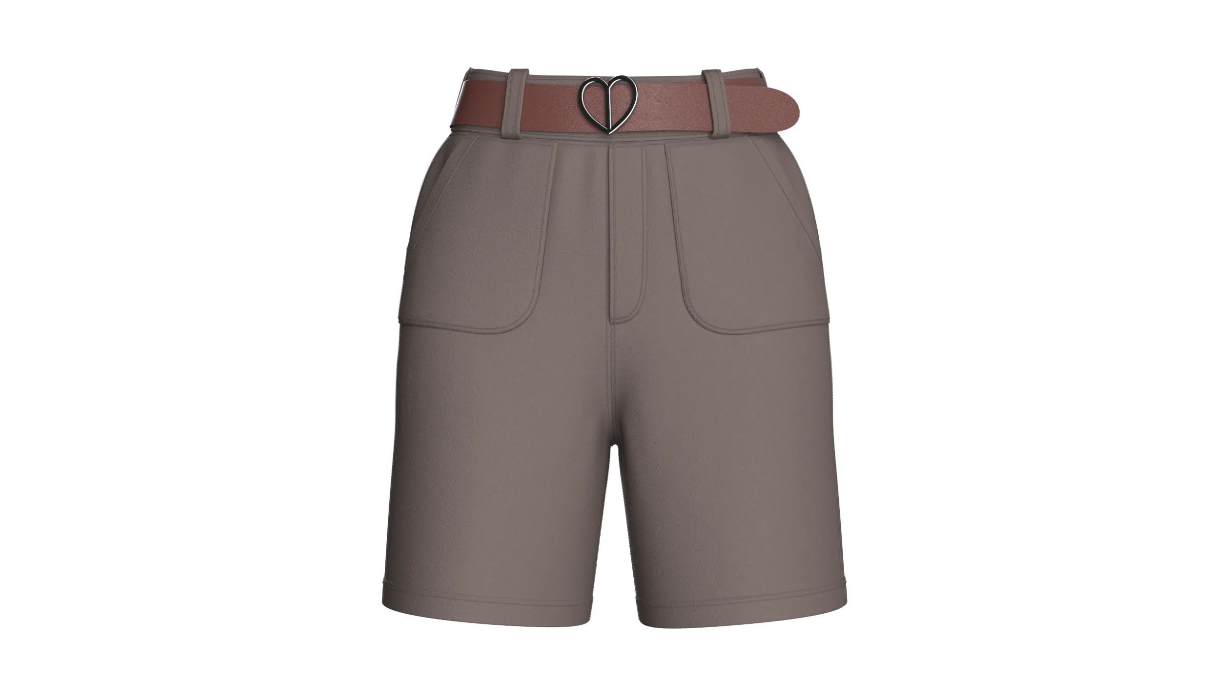 Girls Heart Buckle Belt Shorts With Pocket 3D Model .c4d .max .obj .3ds .fbx .stl .blend 