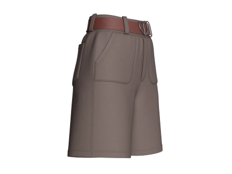 Girls Heart Buckle Belt Shorts With Pocket 3D Model