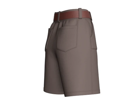 Girls Heart Buckle Belt Shorts With Pocket 3D Model