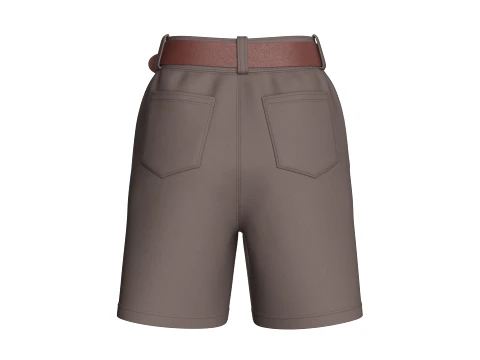 Girls Heart Buckle Belt Shorts With Pocket 3D Model