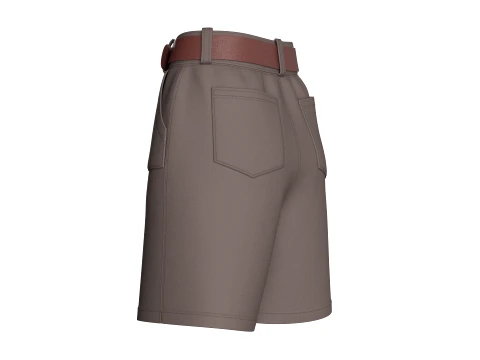 Girls Heart Buckle Belt Shorts With Pocket 3D Model