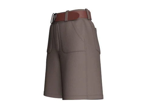 Girls Heart Buckle Belt Shorts With Pocket 3D Model