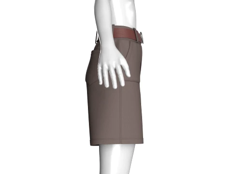 Girls Heart Buckle Belt Shorts With Pocket 3D Model