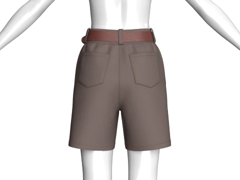 Girls Heart Buckle Belt Shorts With Pocket 3D Model