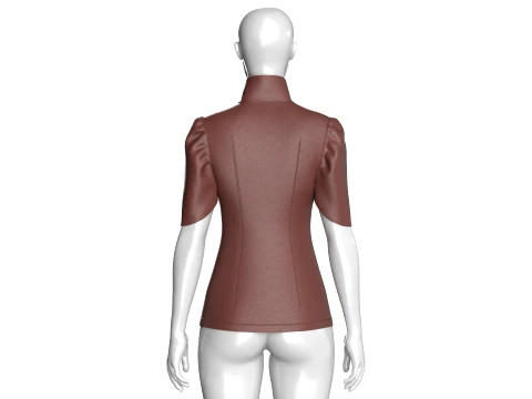 Girls Half-Zip Short Sleeve Leather Top 3D Model
