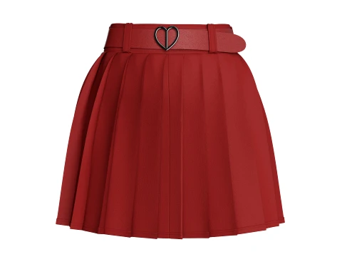 Minifalda Ni&ntilde;a Plisada Roja Modelo 3D