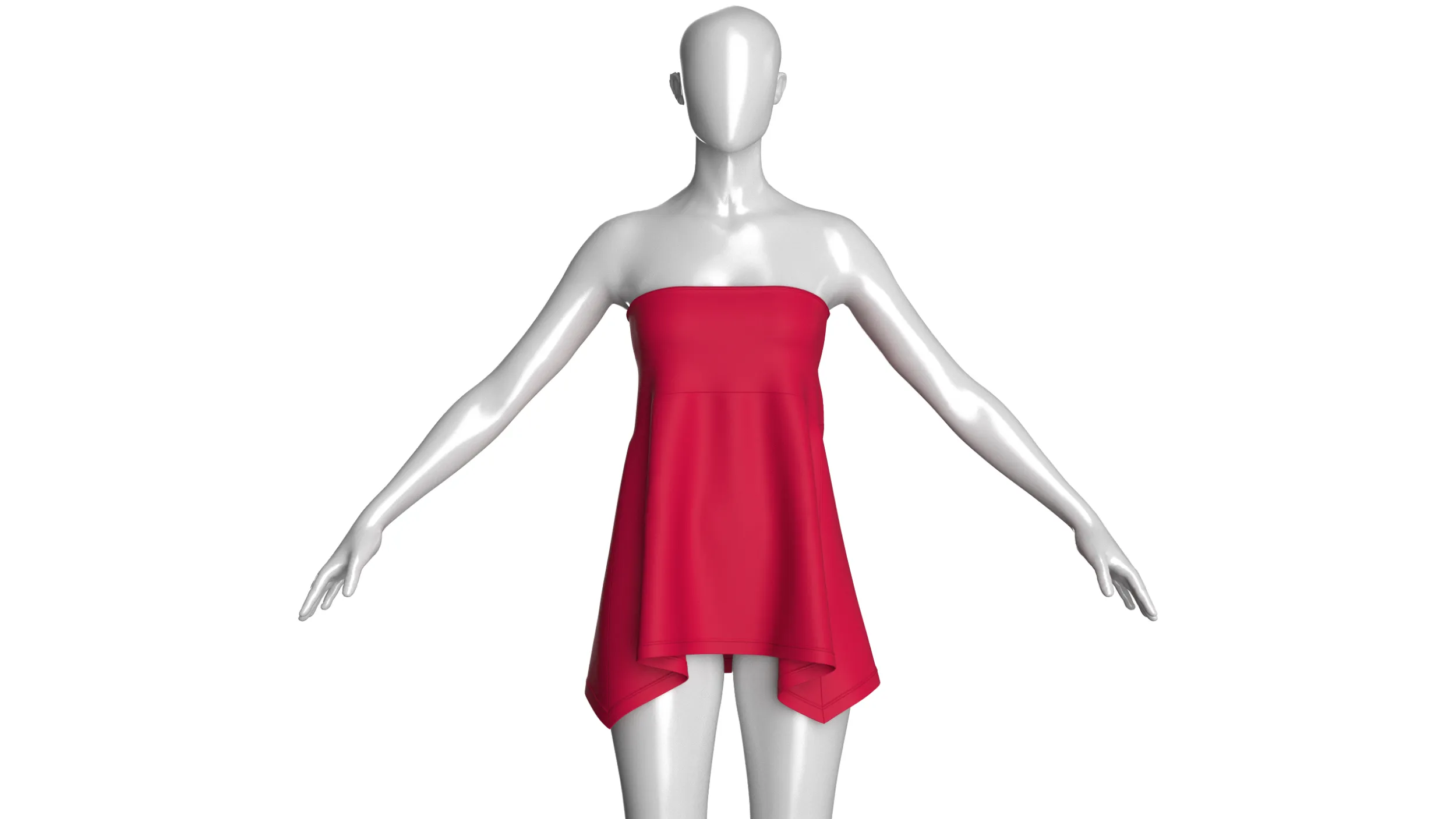 Girls Red Strapless Mini Dress 3D Model .c4d .max .obj .3ds .fbx .stl .blend 