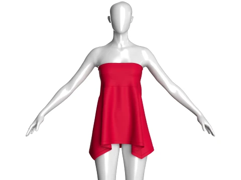 Vestido Ni&ntilde;a Mini Tirantes Rojo Modelo 3D