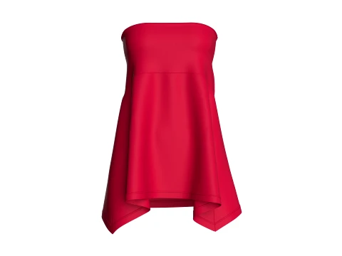 Girls Red Strapless Mini Dress 3D Model
