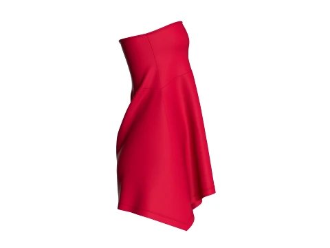 Girls Red Strapless Mini Dress 3D Model