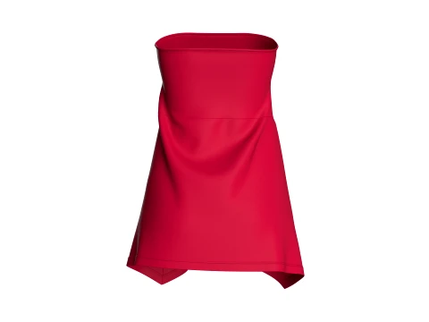 Girls Red Strapless Mini Dress 3D Model