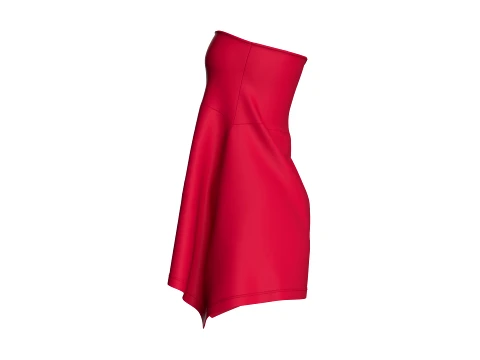 Girls Red Strapless Mini Dress 3D Model