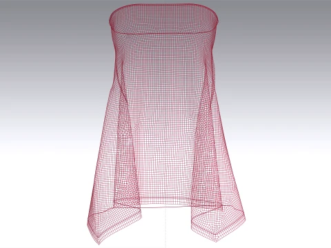 Girls Red Strapless Mini Dress 3D Model
