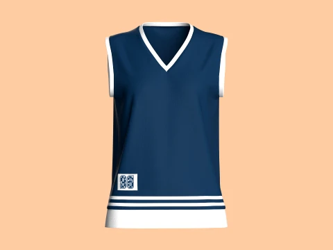 Chaleco de baloncesto retro a rayas para ni&ntilde;as Modelo 3D
