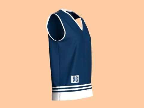Girls Retro Striped Basketball Vest 3D Model