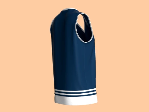 Girls Retro Striped Basketball Vest 3D Model