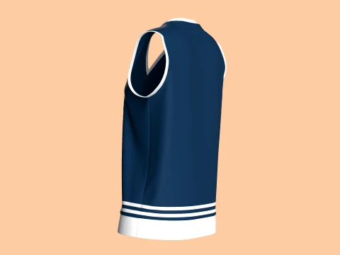 Girls Retro Striped Basketball Vest 3D Model