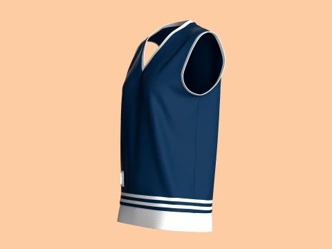 Girls Retro Striped Basketball Vest 3D Model