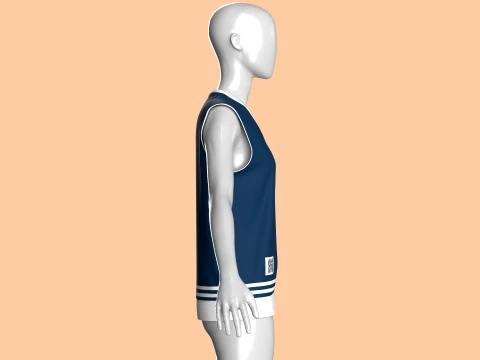 Girls Retro Striped Basketball Vest 3D Model