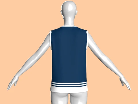 Girls Retro Striped Basketball Vest 3D Model