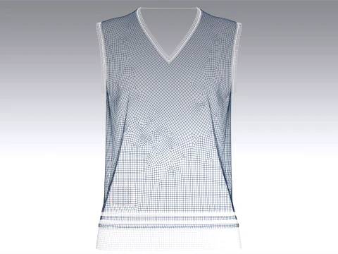 Girls Retro Striped Basketball Vest 3D Model