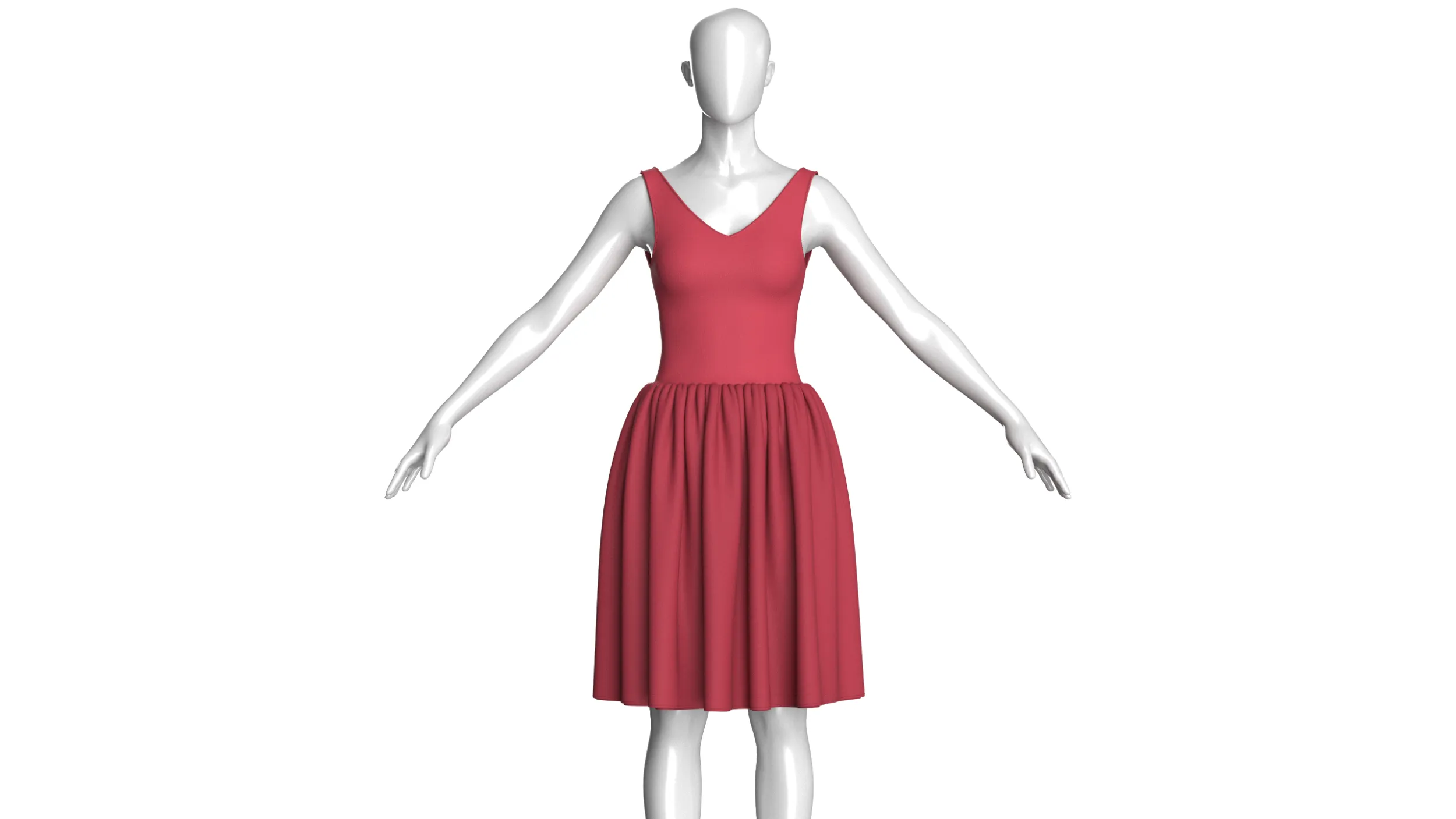 Girls Sleeveless V-Neck Mini Dress 3D Model .c4d .max .obj .3ds .fbx .stl .blend 