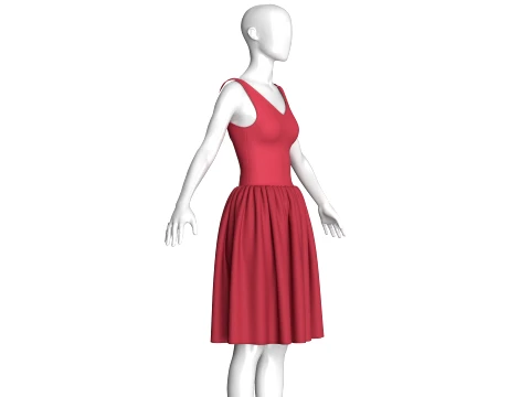 Girls Sleeveless V-Neck Mini Dress 3D Model