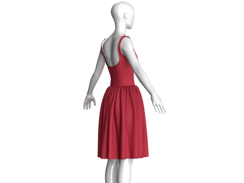 Girls Sleeveless V-Neck Mini Dress 3D Model
