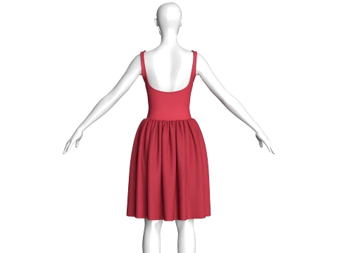Girls Sleeveless V-Neck Mini Dress 3D Model