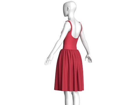 Girls Sleeveless V-Neck Mini Dress 3D Model