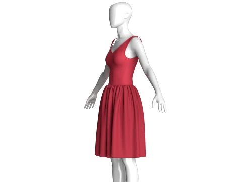 Girls Sleeveless V-Neck Mini Dress 3D Model