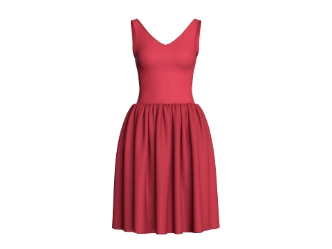 Girls Sleeveless V-Neck Mini Dress 3D Model