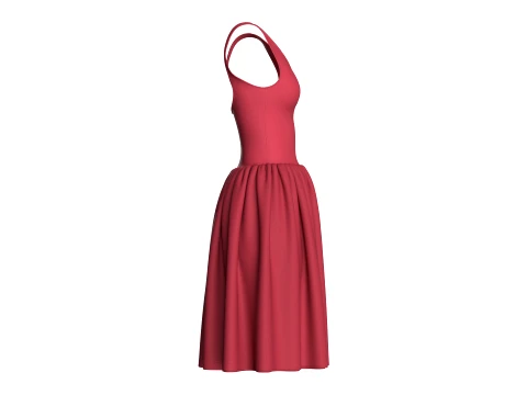 Girls Sleeveless V-Neck Mini Dress 3D Model