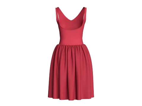 Girls Sleeveless V-Neck Mini Dress 3D Model