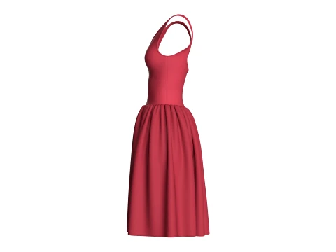 Girls Sleeveless V-Neck Mini Dress 3D Model